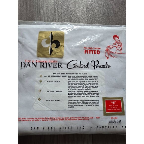 Vtg NOS Dan River & Stevens Combed Percale Cotton Sheets Set Fitted Twin Size - Picture 4 of 5